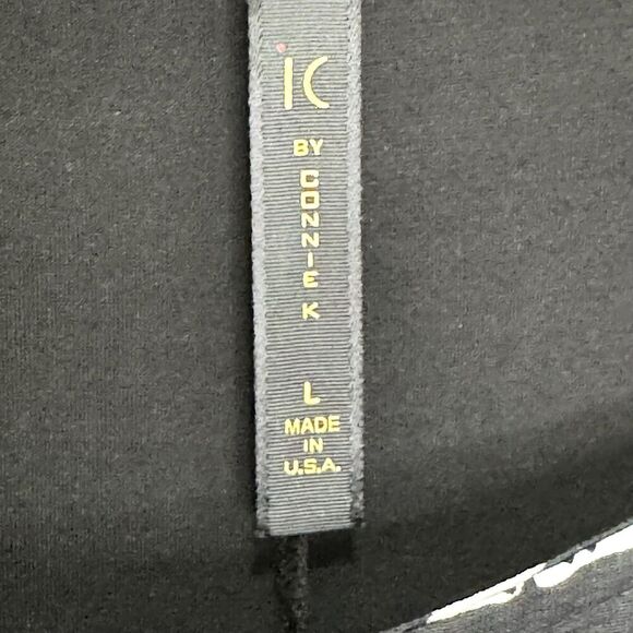 IC by Connie K Shirt Womens Large Black White Striped Oversized Tunic Made USA - Picture 3 of 6